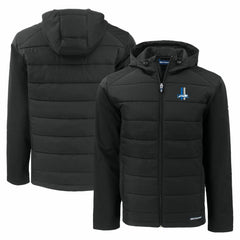 Detroit Lions Cutter & Buck Throwback Evoke Hybrid Eco Softshell Recycled Full-Zip Hoodie Jacket - Black on sale