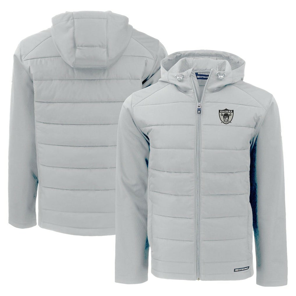 Las Vegas Raiders Cutter & Buck Throwback Evoke Hybrid Eco Softshell Recycled Full-Zip Hoodie Jacket - Gray online