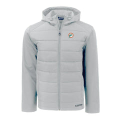 Miami Dolphins Cutter & Buck Throwback Evoke Hybrid Eco Softshell Recycled Full-Zip Hoodie Jacket - Gray online