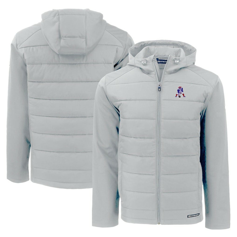 New England Patriots Cutter & Buck Throwback Evoke Hybrid Eco Softshell Recycled Full-Zip Hoodie Jacket - Gray discount