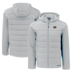 San Francisco 49ers Cutter & Buck Throwback Evoke Hybrid Eco Softshell Recycled Full-Zip Hoodie Jacket - Gray online