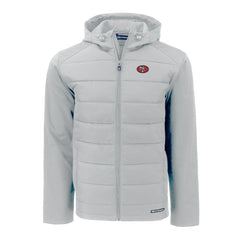 San Francisco 49ers Cutter & Buck Throwback Evoke Hybrid Eco Softshell Recycled Full-Zip Hoodie Jacket - Gray online