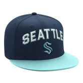Seattle Kraken Starter Arch Logo Two-Tone Snapback Hat - Deep Sea Blue/Light Blue Hats