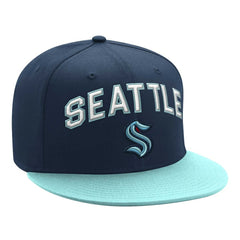 Seattle Kraken Starter Arch Logo Two-Tone Snapback Hat - Deep Sea Blue/Light Blue Hats