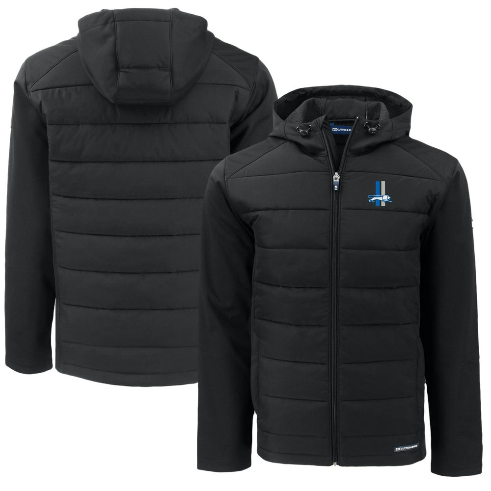 Detroit Lions Cutter & Buck Throwback Big & Tall Evoke Hybrid Eco Softshell Recycled Full-Zip Jacket - Black on sale