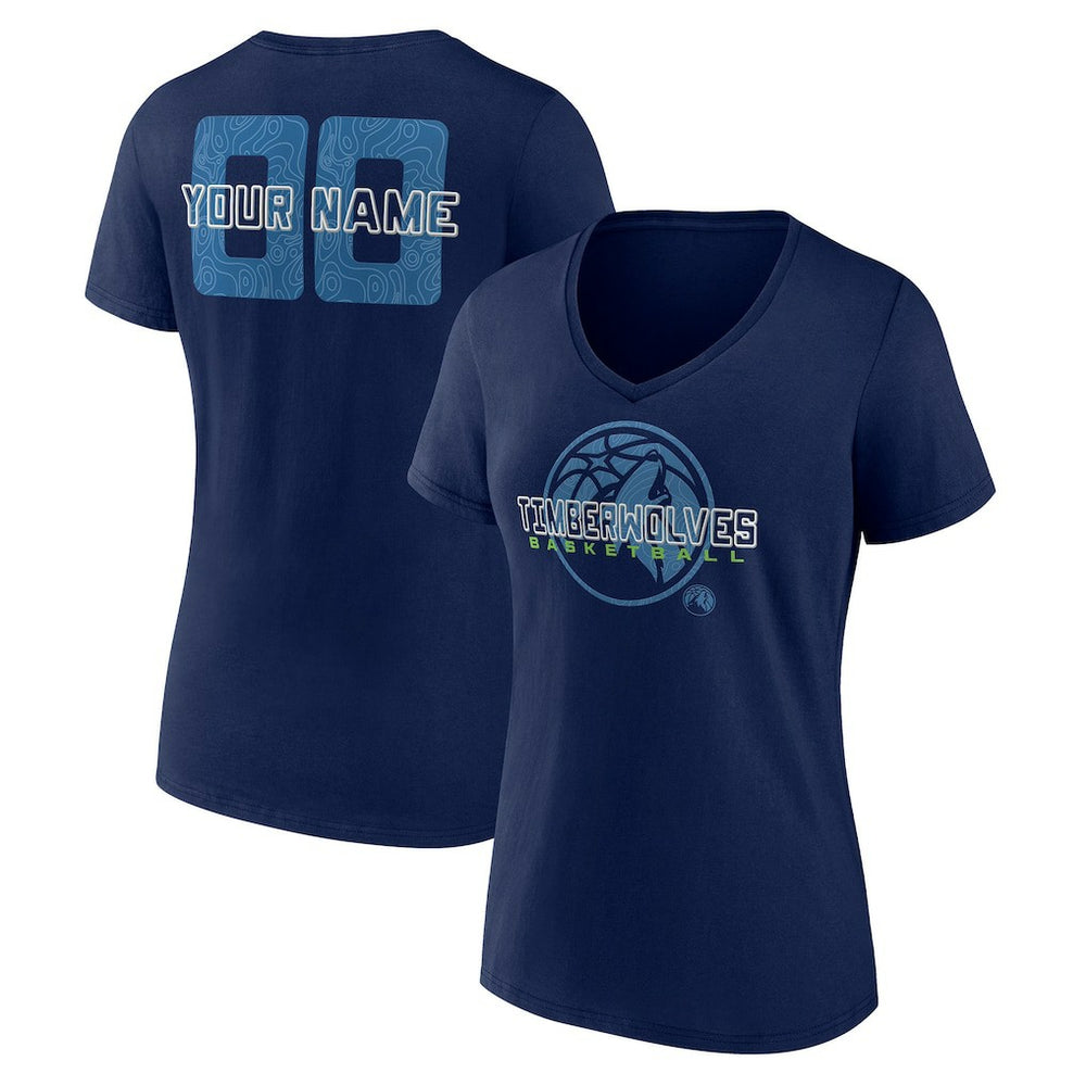 Minnesota Timberwolves Women's Stellar Personalized Name & Number V-Neck T-Shirt - Navy online