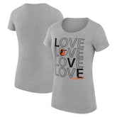 Baltimore Orioles G-III 4Her by Carl Banks Women's Super-Slim Fit Lightweight Love Graphic Team T-Shirt Heather Gray