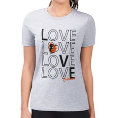 Baltimore Orioles G-III 4Her by Carl Banks Women's Super-Slim Fit Lightweight Love Graphic Team T-Shirt Heather Gray