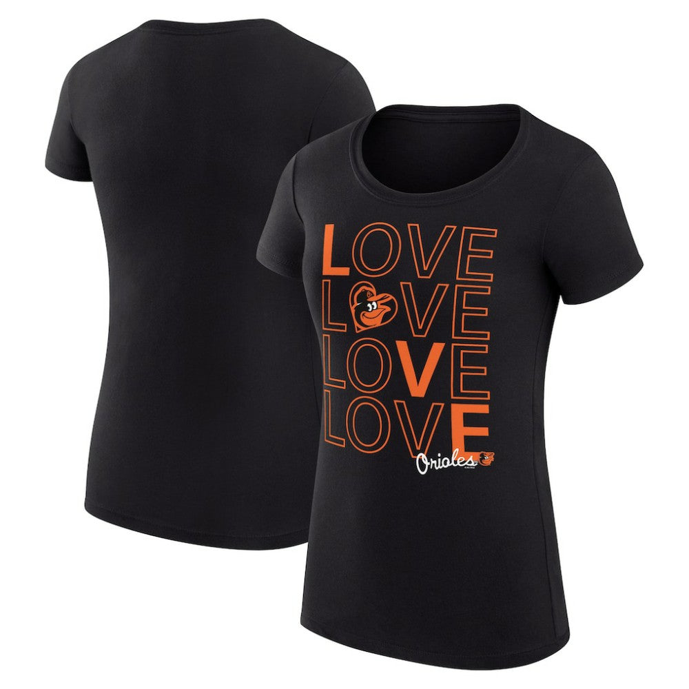 Baltimore Orioles G-III 4Her by Carl Banks Women's Super-Slim Fit Lightweight Love Graphic Team T-Shirt Black