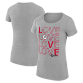Cincinnati Reds G-III 4Her by Carl Banks Women's Super-Slim Fit Lightweight Love Graphic Team T-Shirt Heather Gray