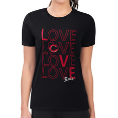Cincinnati Reds G-III 4Her by Carl Banks Women's Super-Slim Fit Lightweight Love Graphic Team T-Shirt Black