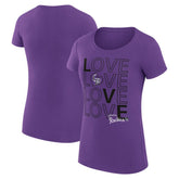 Colorado Rockies G-III 4Her by Carl Banks Women's Super-Slim Fit Lightweight Love Graphic Team T-Shirt Purple
