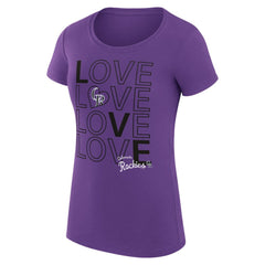 Colorado Rockies G-III 4Her by Carl Banks Women's Super-Slim Fit Lightweight Love Graphic Team T-Shirt Purple