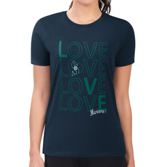 Seattle Mariners G-III 4Her by Carl Banks Women's Super-Slim Fit Lightweight Love Graphic Team T-Shirt Navy