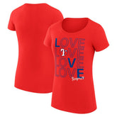 Texas Rangers G-III 4Her by Carl Banks Women's Super-Slim Fit Lightweight Love Graphic Team T-Shirt Red
