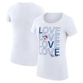 Toronto Blue Jays G-III 4Her by Carl Banks Women's Super-Slim Fit Lightweight Love Graphic Team T-Shirt White