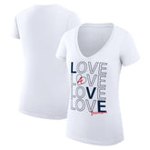 Atlanta Braves G-III 4Her by Carl Banks Women's Super-Slim Fit Lightweight Love Graphic Team V-Neck T-Shirt White