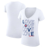 Chicago Cubs G-III 4Her by Carl Banks Women's Super-Slim Fit Lightweight Love Graphic Team V-Neck T-Shirt White
