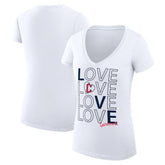 Cleveland Guardians G-III 4Her by Carl Banks Women's Super-Slim Fit Lightweight Love Graphic Team V-Neck T-Shirt White