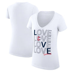Cleveland Guardians G-III 4Her by Carl Banks Women's Super-Slim Fit Lightweight Love Graphic Team V-Neck T-Shirt White