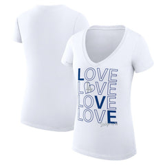 Los Angeles Dodgers G-III 4Her by Carl Banks Women's Super-Slim Fit Lightweight Love Graphic Team V-Neck T-Shirt White