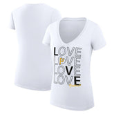 Pittsburgh Pirates G-III 4Her by Carl Banks Women's Super-Slim Fit Lightweight Love Graphic Team V-Neck T-Shirt White