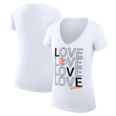San Francisco Giants G-III 4Her by Carl Banks Women's Super-Slim Fit Lightweight Love Graphic Team V-Neck T-Shirt White