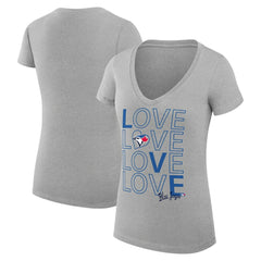 Toronto Blue Jays G-III 4Her by Carl Banks Women's Super-Slim Fit Lightweight Love Graphic Team V-Neck T-Shirt Heather Gray