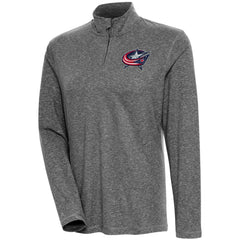 Columbus Blue Jackets Antigua Women's Confront Quarter-Zip Pullover Top - Heather Black Pullover