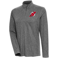 New Jersey Devils Antigua Women's Confront Quarter-Zip Pullover Top - Heather Black Jerseys