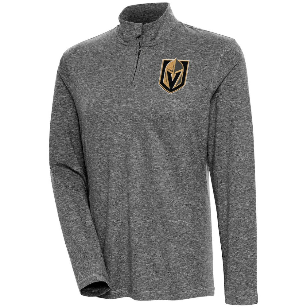 Vegas Golden Knights Antigua Women's Confront Quarter-Zip Pullover Top - Heather Black Pullover
