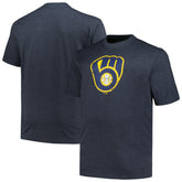 Milwaukee Brewers Profile Big & Tall Weathered Logo T-Shirt Heather Navy