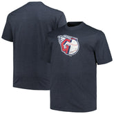 Cleveland Guardians Profile Big & Tall Weathered Logo T-Shirt Heather Navy