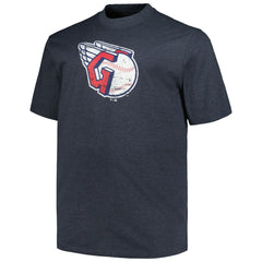 Cleveland Guardians Profile Big & Tall Weathered Logo T-Shirt Heather Navy