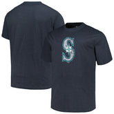 Seattle Mariners Profile Big & Tall Weathered Logo T-Shirt Heather Navy