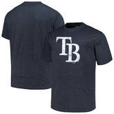 Tampa Bay Rays Profile Big & Tall Weathered Logo T-Shirt Heather Navy
