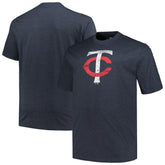 Minnesota Twins Profile Big & Tall Weathered Logo T-Shirt Heather Navy