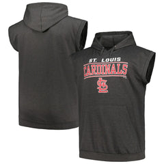 St. Louis Cardinals Profile Big & Tall Muscle Sleeveless Pullover Hoodie Heather Charcoal