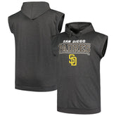 San Diego Padres Profile Big & Tall Muscle Sleeveless Pullover Hoodie Heather Charcoal