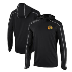Chicago Blackhawks Columbia Omni-Wick Shotgun Long Sleeve Hoodie T-Shirt - Black T-shirts