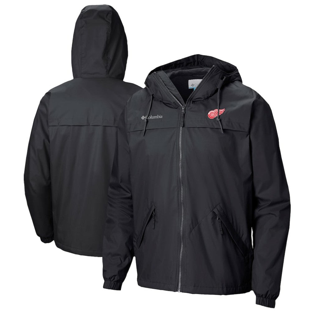 Detroit Red Wings Columbia Oroville Creek Lightweight Full-Zip Windbreaker Jacket - Black Jackets