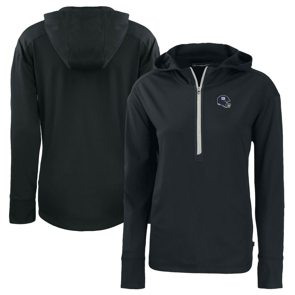 New York Giants Cutter & Buck Women's Helmet Daybreak Eco Recycled Half-Zip Hoodie - Black discount