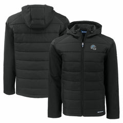 Detroit Lions Cutter & Buck Helmet Evoke Hybrid Eco Softshell Recycled Full-Zip Hoodie Jacket - Black outlet