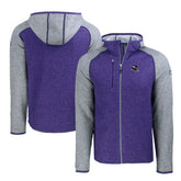 Minnesota Vikings Cutter & Buck Helmet Mainsail Sweater-Knit Full-Zip Hoodie - Heather Purple/Heather Gray discount