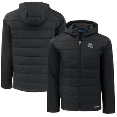 Detroit Lions Cutter & Buck Helmet Big & Tall Evoke Hybrid Eco Softshell Recycled Full-Zip Hoodie Jacket - Black on sale