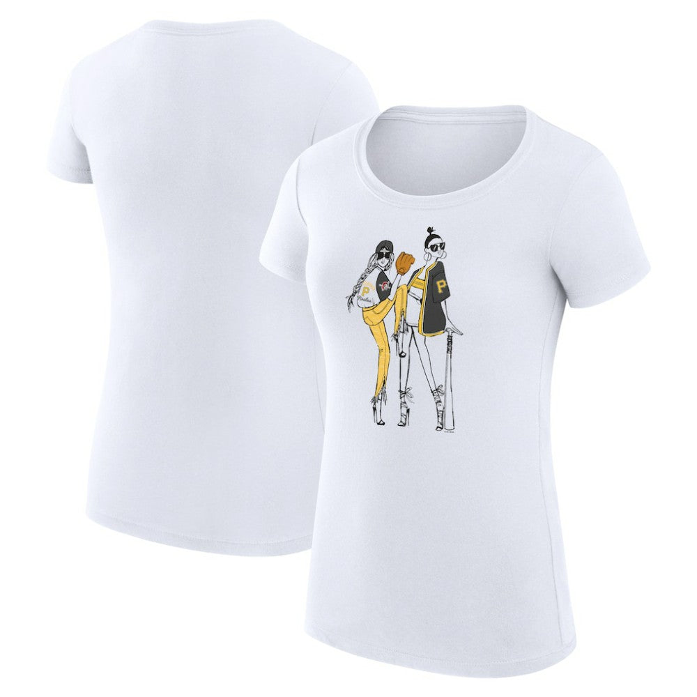 Pittsburgh Pirates G-III 4Her by Carl Banks Women's Super-Slim Fit Lightweight Baseball Girls T-Shirt White