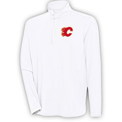 Calgary Flames Antigua Hunk Quarter-Zip Pullover Top - White Pullover