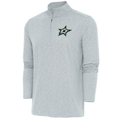 Dallas Stars Antigua Hunk Quarter-Zip Pullover Top - Heather Gray Pullover