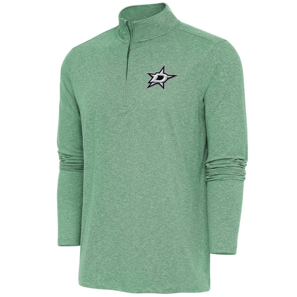 Dallas Stars Antigua Hunk Quarter-Zip Pullover Top - Heather Hunter Green Pullover