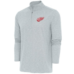 Detroit Red Wings Antigua Hunk Quarter-Zip Pullover Top - Heather Gray Pullover